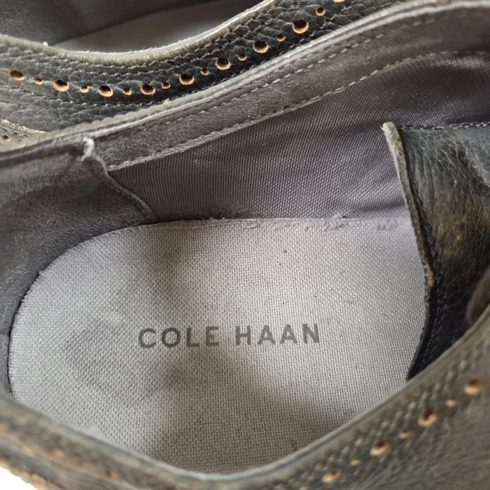 Cole Haan Lunargrand Wingtip Oxford Shoes Mens 10.5 Gray Leather C12599